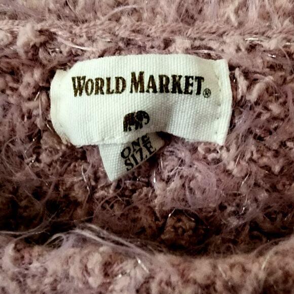World Market Soft Cozy Eyelash Pink Silver Metallic Threads Sweater One Size - Picture 4 of 6